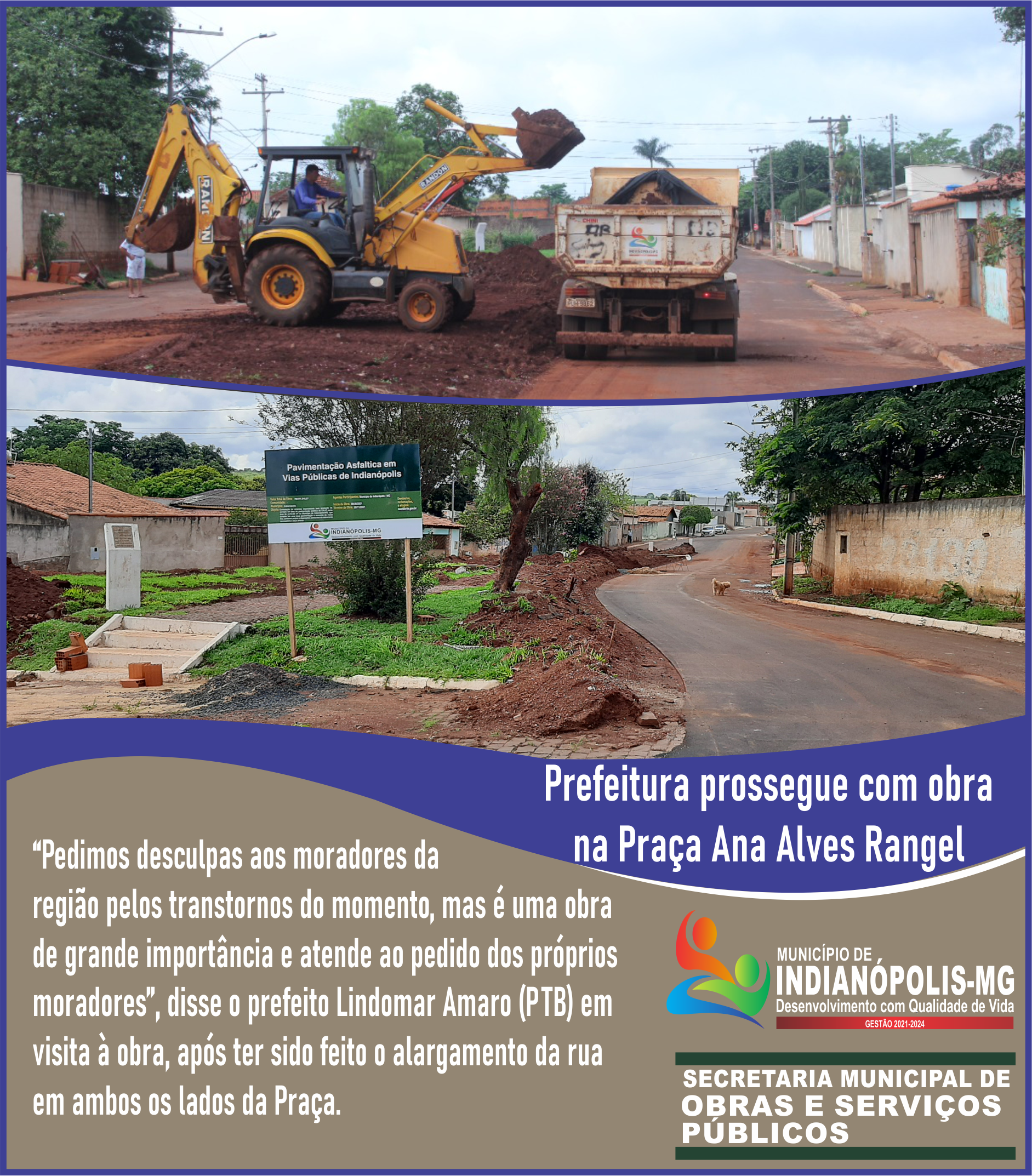 Prefeitura prossegue obra na Praça Ana Alves Rangel