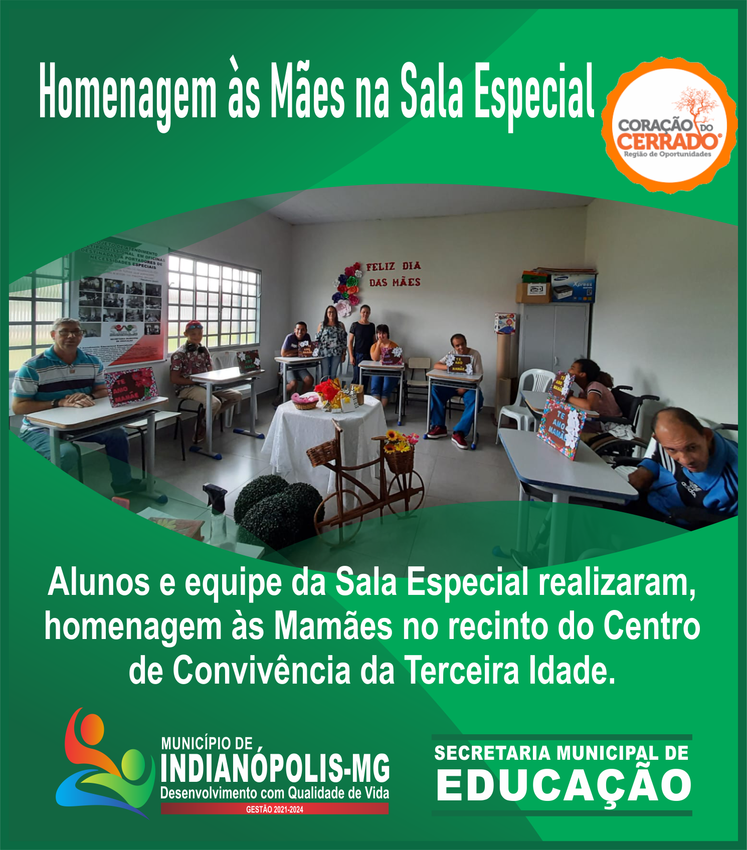 Homenagem às mães na sala especial