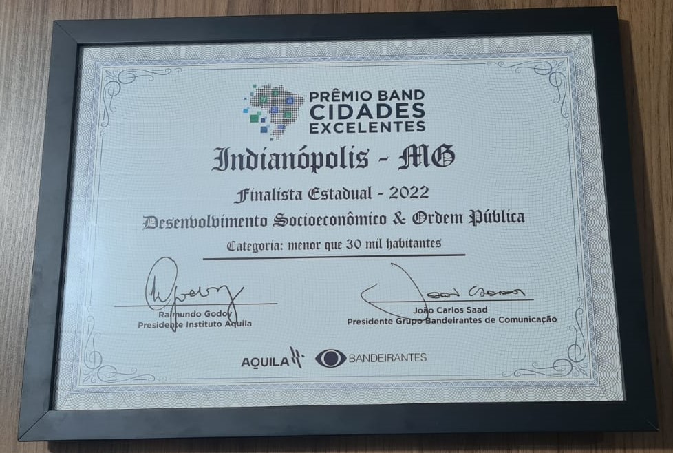 INDIANÓPOLIS RECEBE PRÊMIO BAND CIDADES EXCELENTES