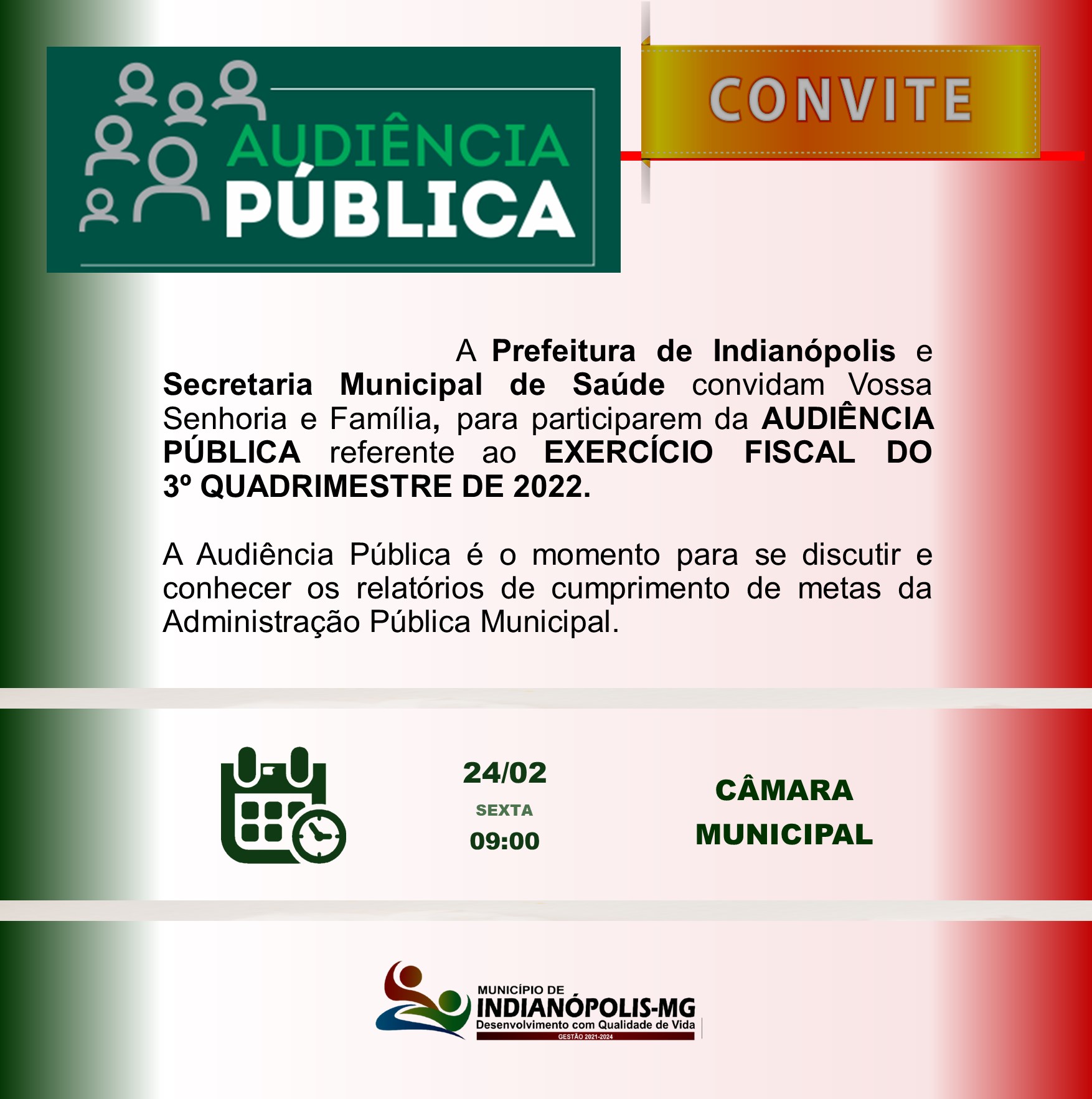 AUDIÊNCIA PÚBLICA – EXERCÍCIO FISCAL DO 3º QUADRIMESTRE DE 2022