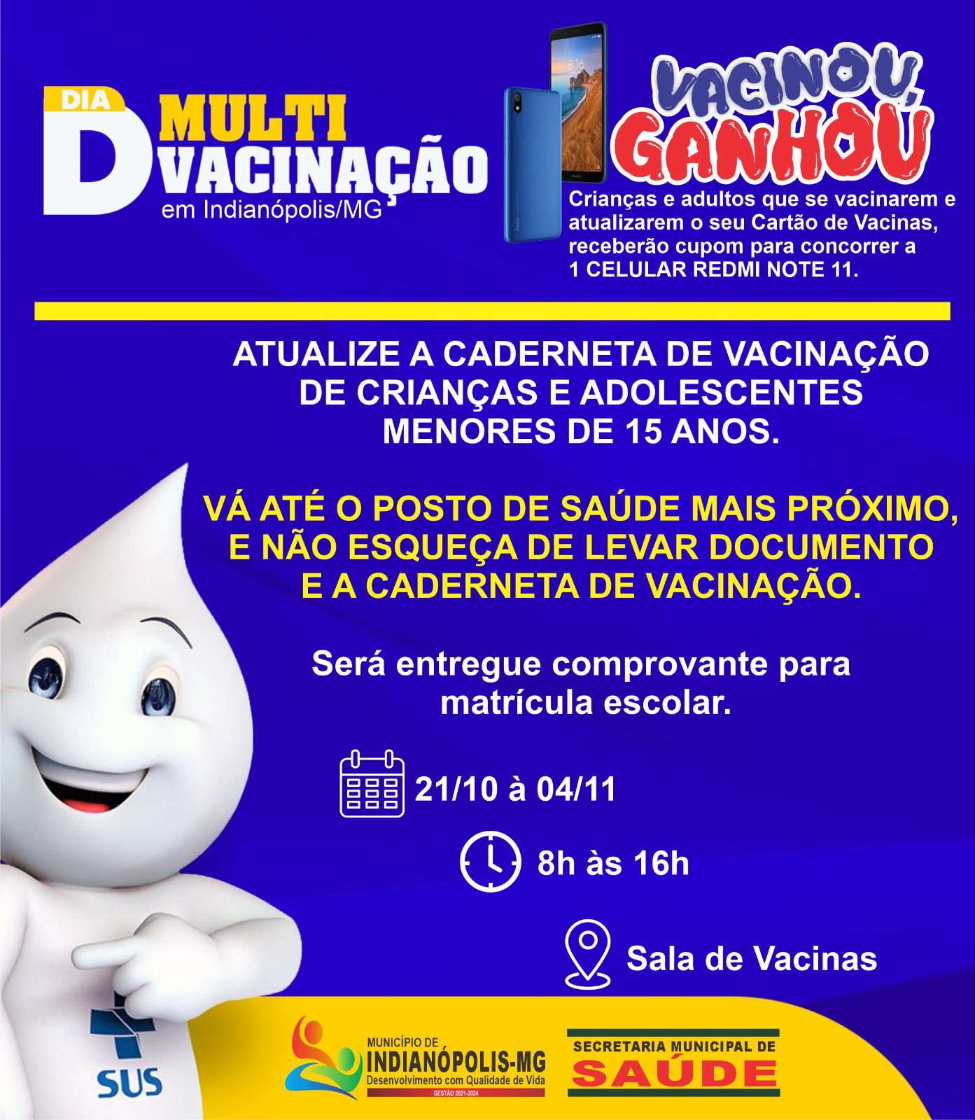 MULTIVACINAÇÃO TERÁ AÇÕES NESTE SÁBADO EM INDIANÓPOLIS