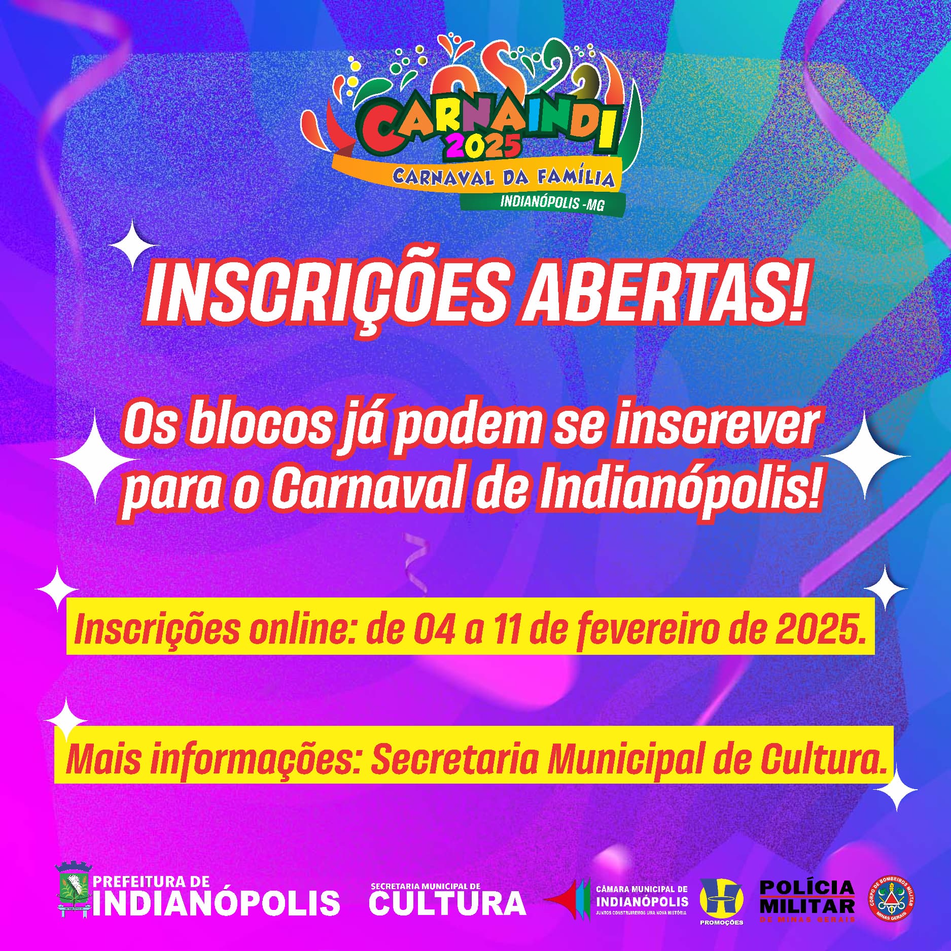 Inscrições abertas para blocos no CarnaIndi 2025!