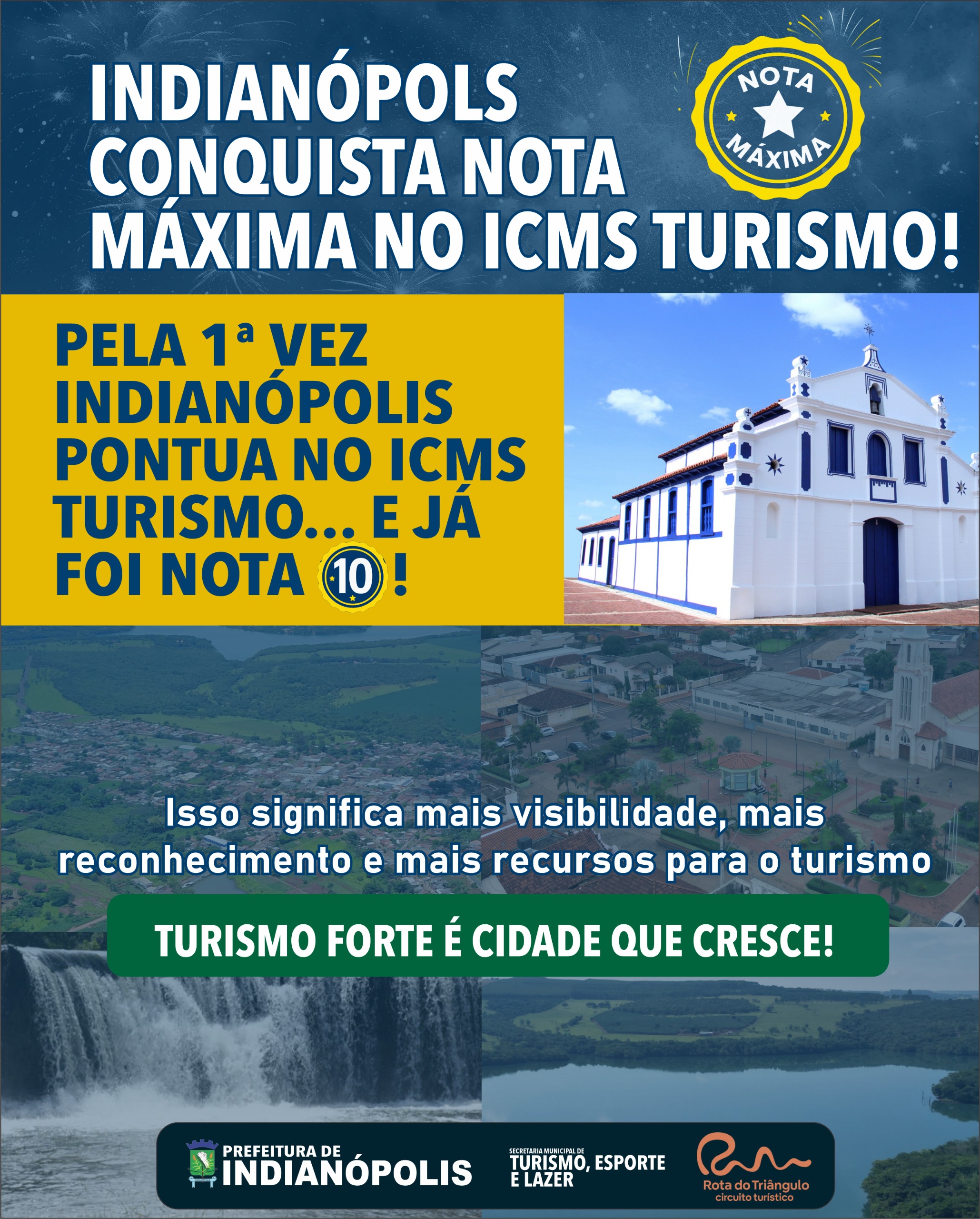Indianópolis conquista nota máxima no ICMS Turismo