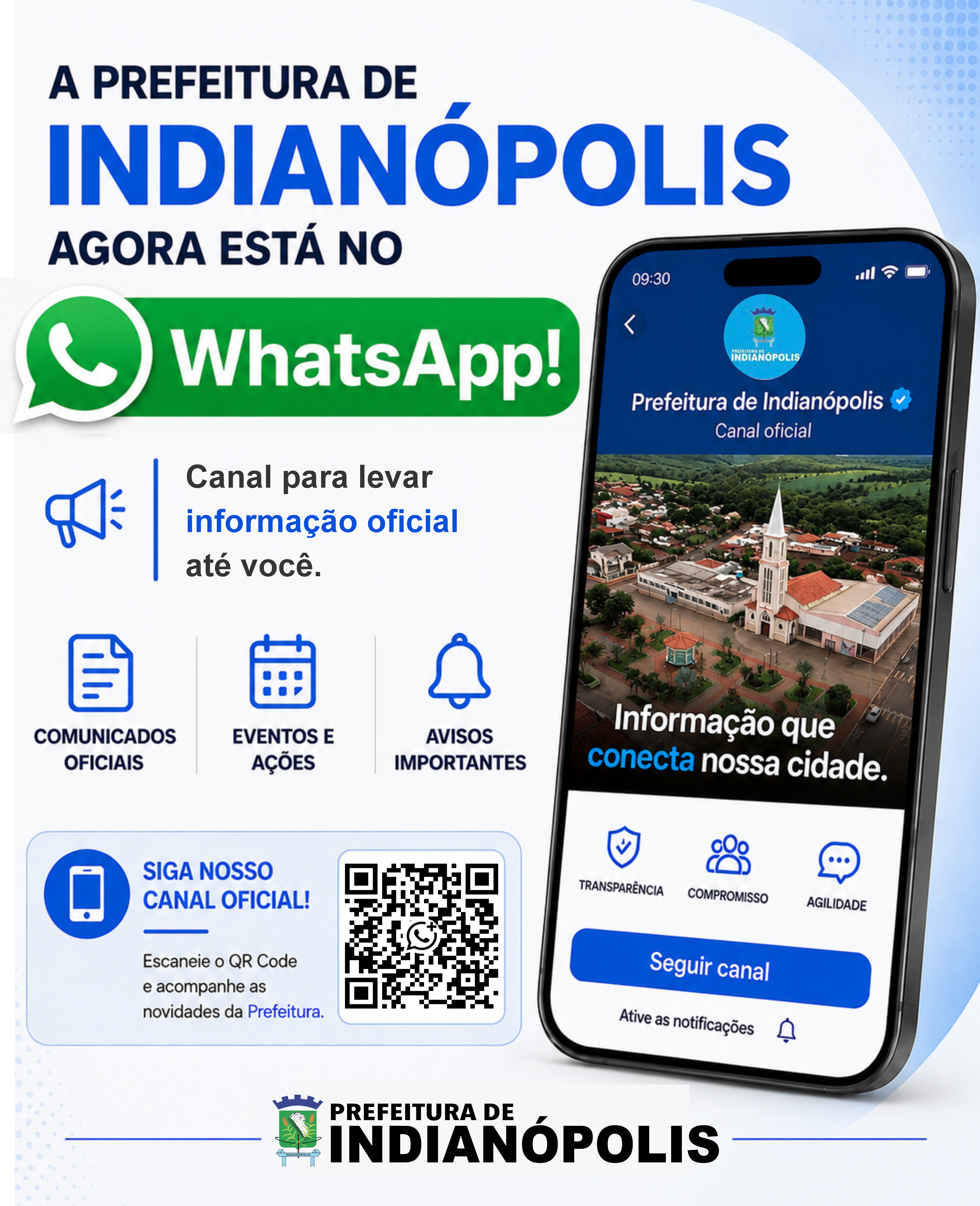 Prefeitura de Indianópolis disponibiliza canal oficial no WhatsApp para comunicação com a população