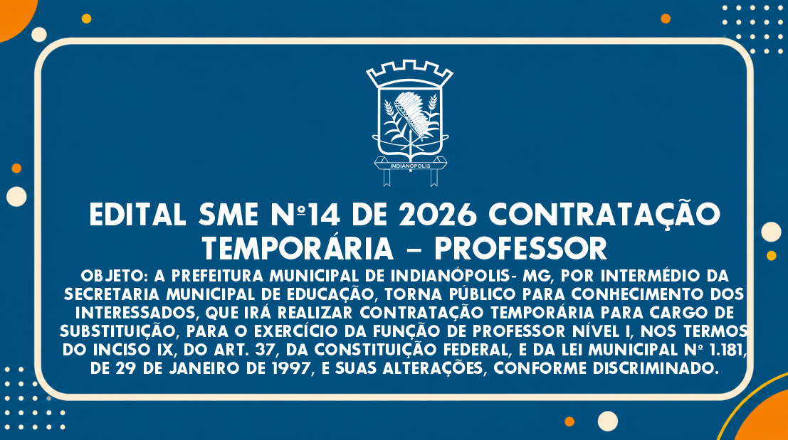 EDITAL SME Nº14 DE 2026 CONTRATAÇÃO TEMPORÁRIA – PROFESSOR